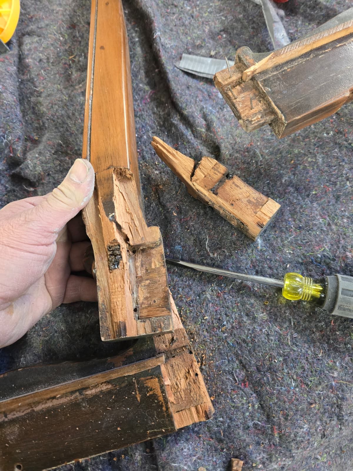 Antique table joint broken before repair